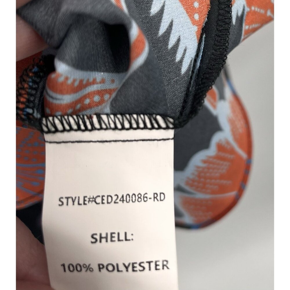 MELLODAY Women's Gray Orange Floral Silky Long Sleeve Maxi Dress NWT Small - Picture 5 of 8